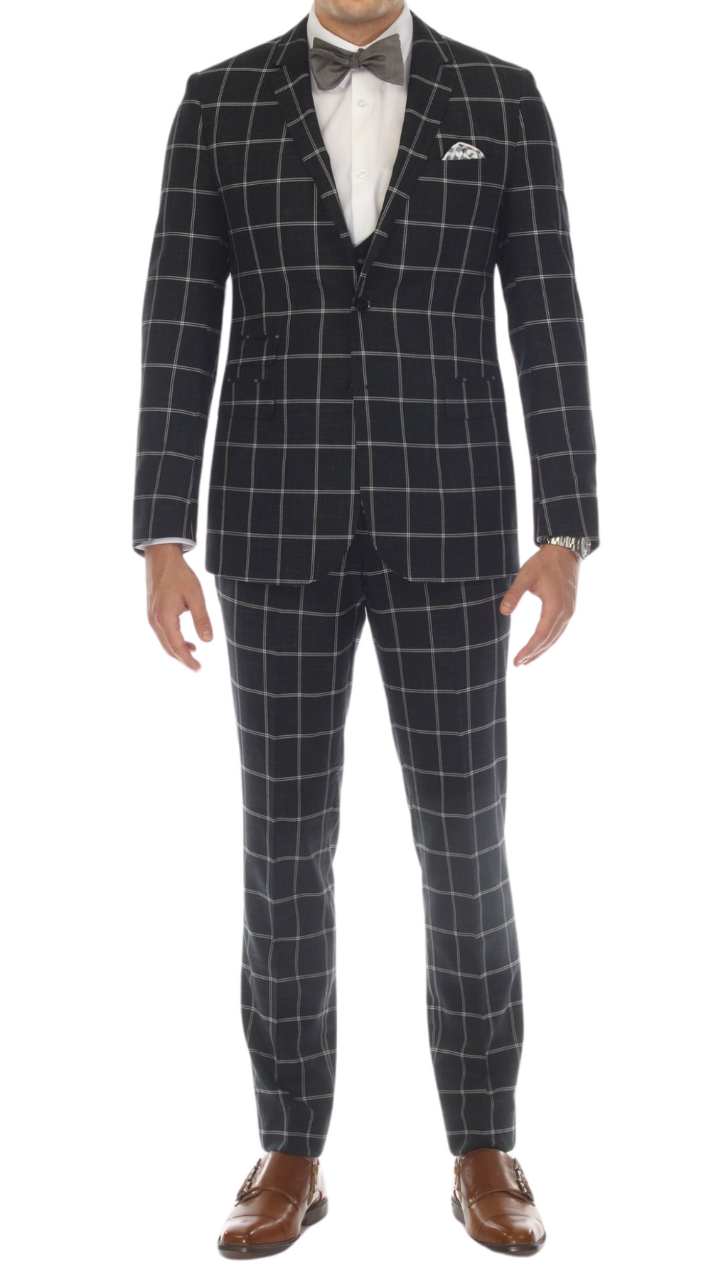 Copper Hunter Green 3pc Slim Fit Notch Lapel Suit with Double Breasted Vest