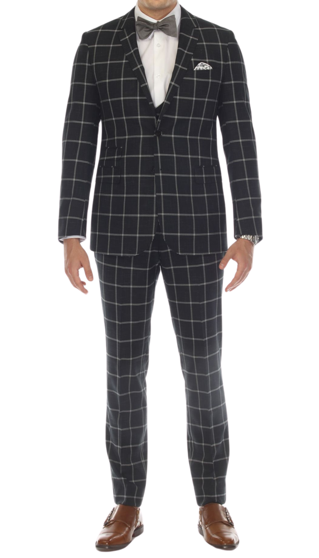 Copper Hunter Green 3pc Slim Fit Notch Lapel Suit with Double Breasted Vest