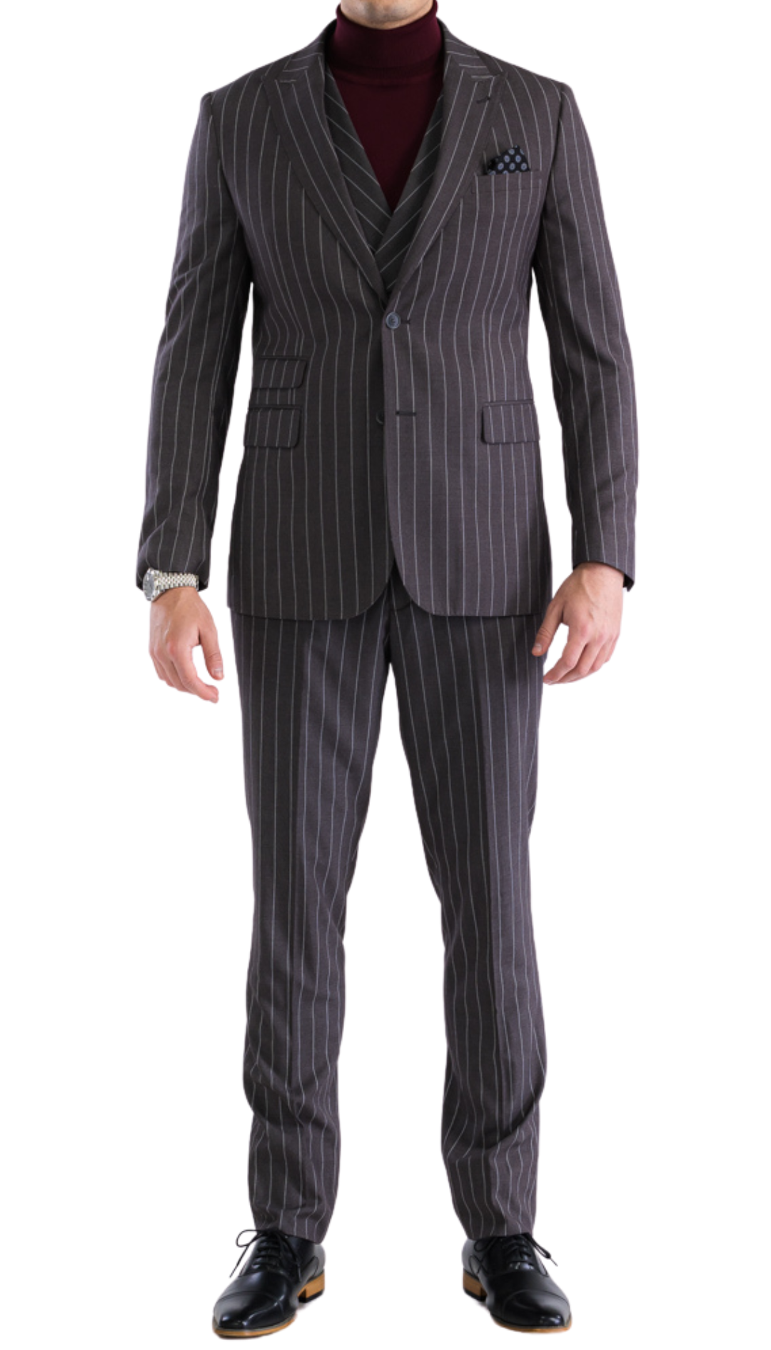 Bellagio Grey White Mens 2 Button Slim Peak Lapel Suit With Pick Stitching Ticket Pocket Double Breasted Vest With Shawl Lapel