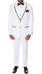 Celio White & Black 3 piece Slim Fit Tuxedo