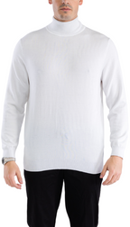 Mens White Pullover Turtleneck Sweater