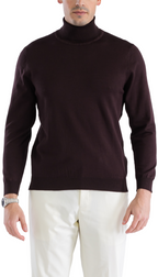 Mens Brown Pullover Turtleneck Sweater
