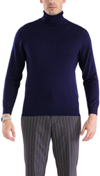Mens Navy Pullover Turtleneck Sweater