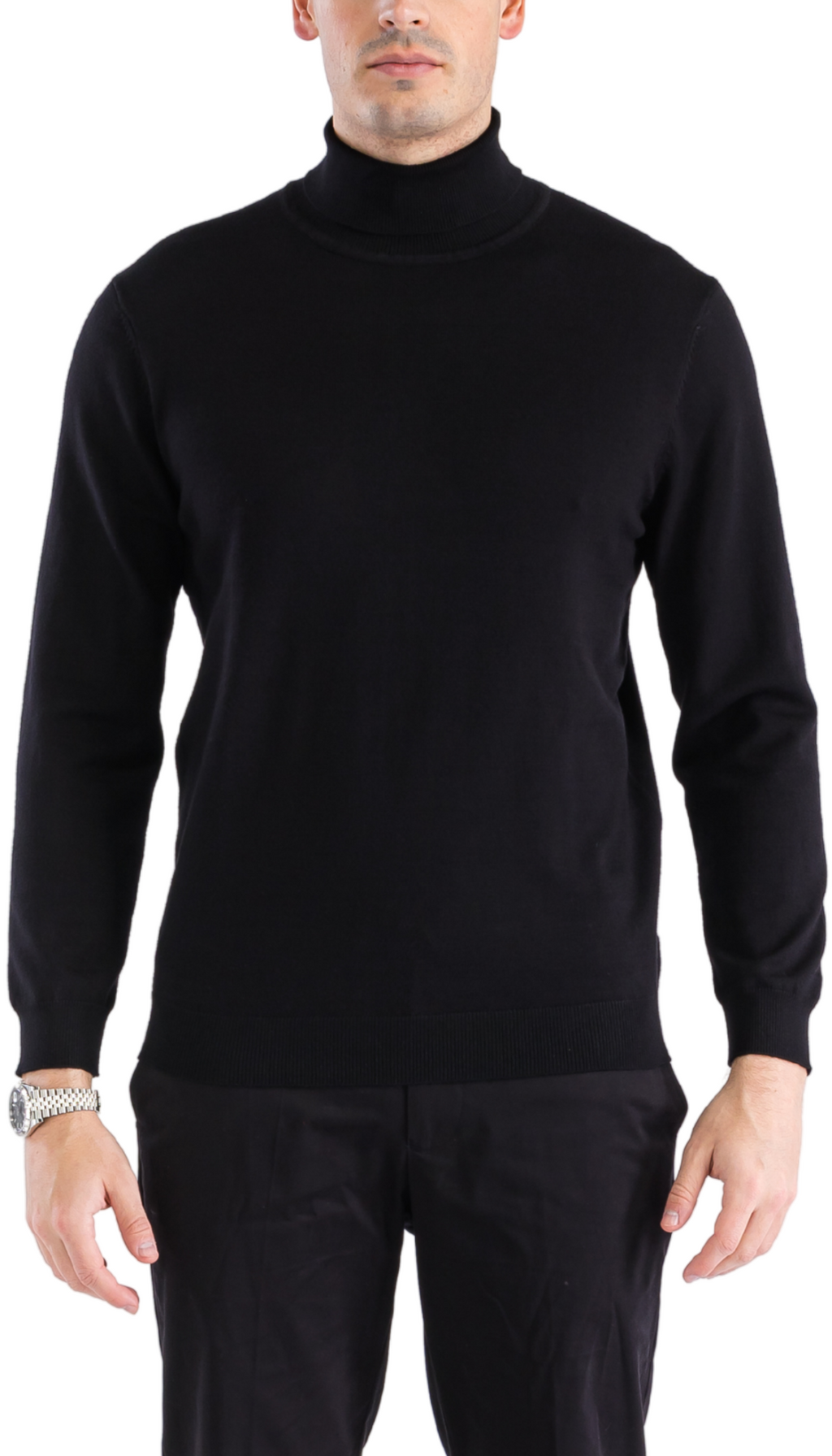 Mens Black Pullover Turtleneck Sweater