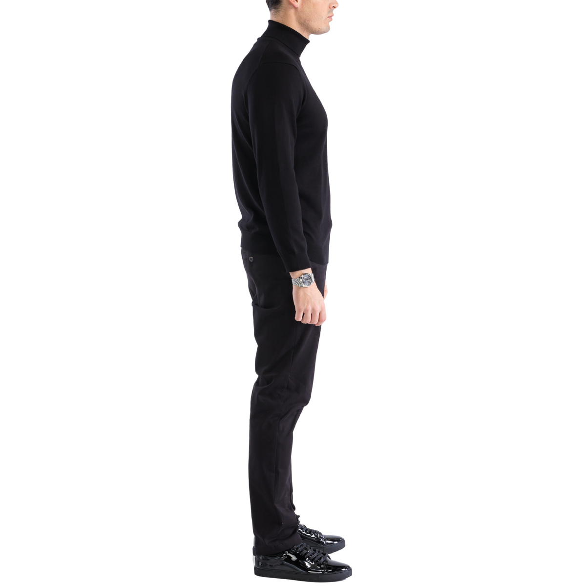 Mens Black Pullover Turtleneck Sweater