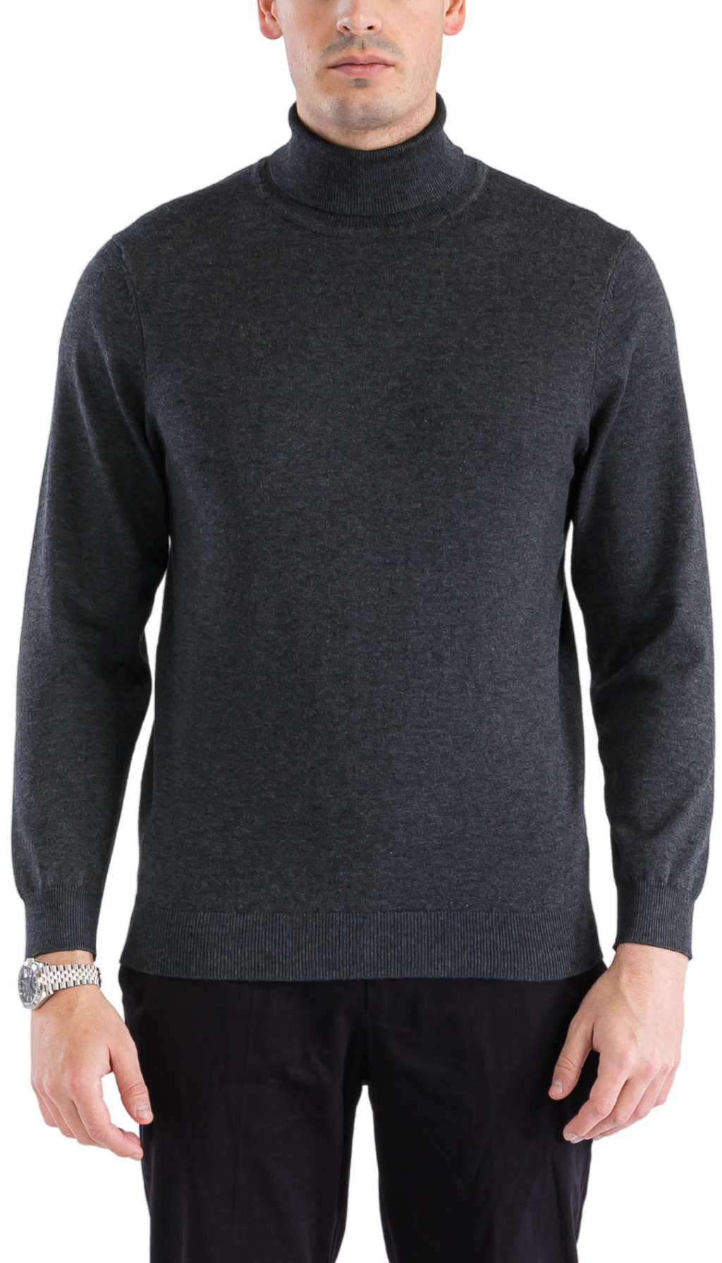 Mens Charcoal Pullover Turtleneck Sweater
