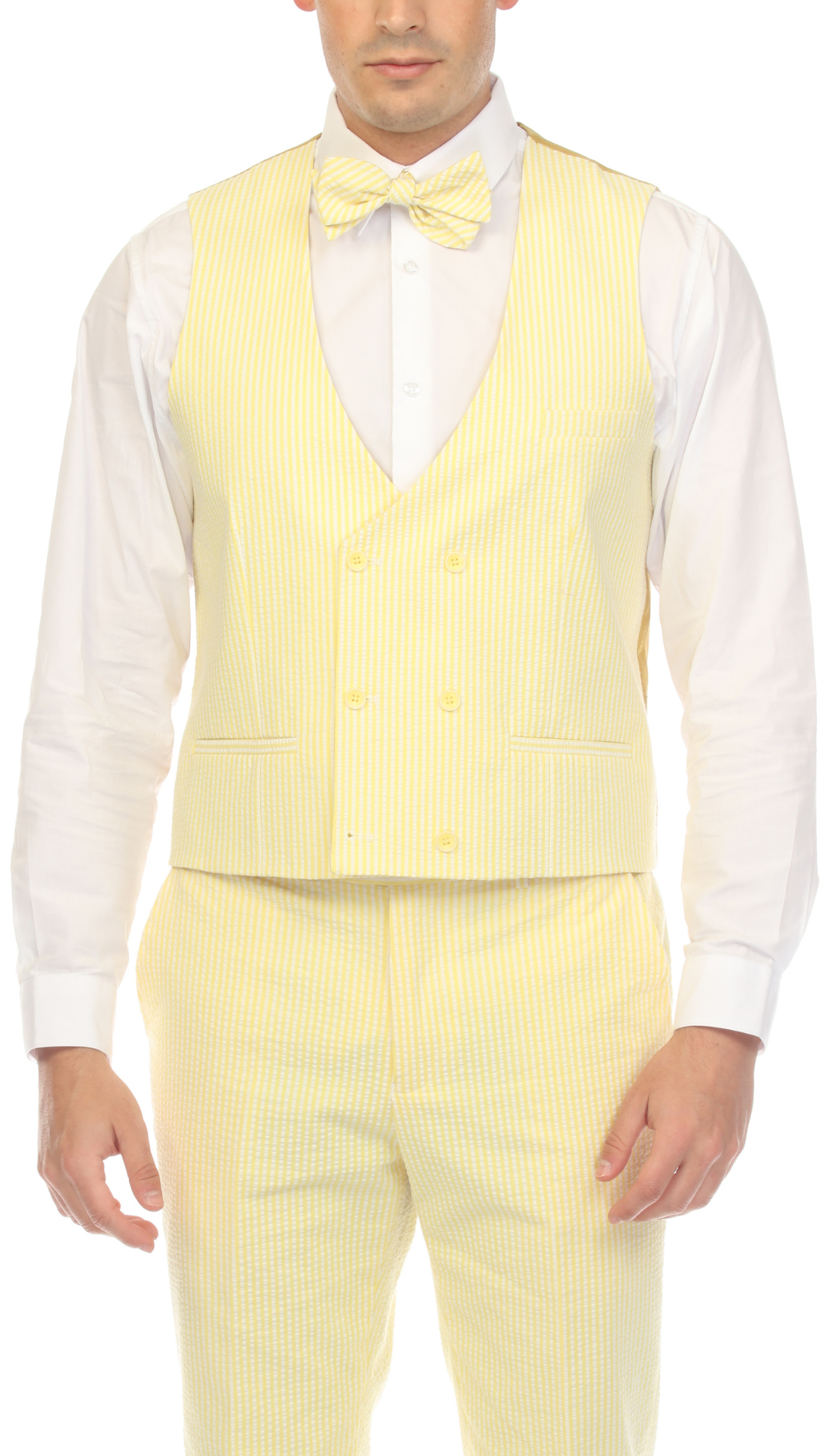 Men's Yellow Double Breasted Seersucker Vest – Grant