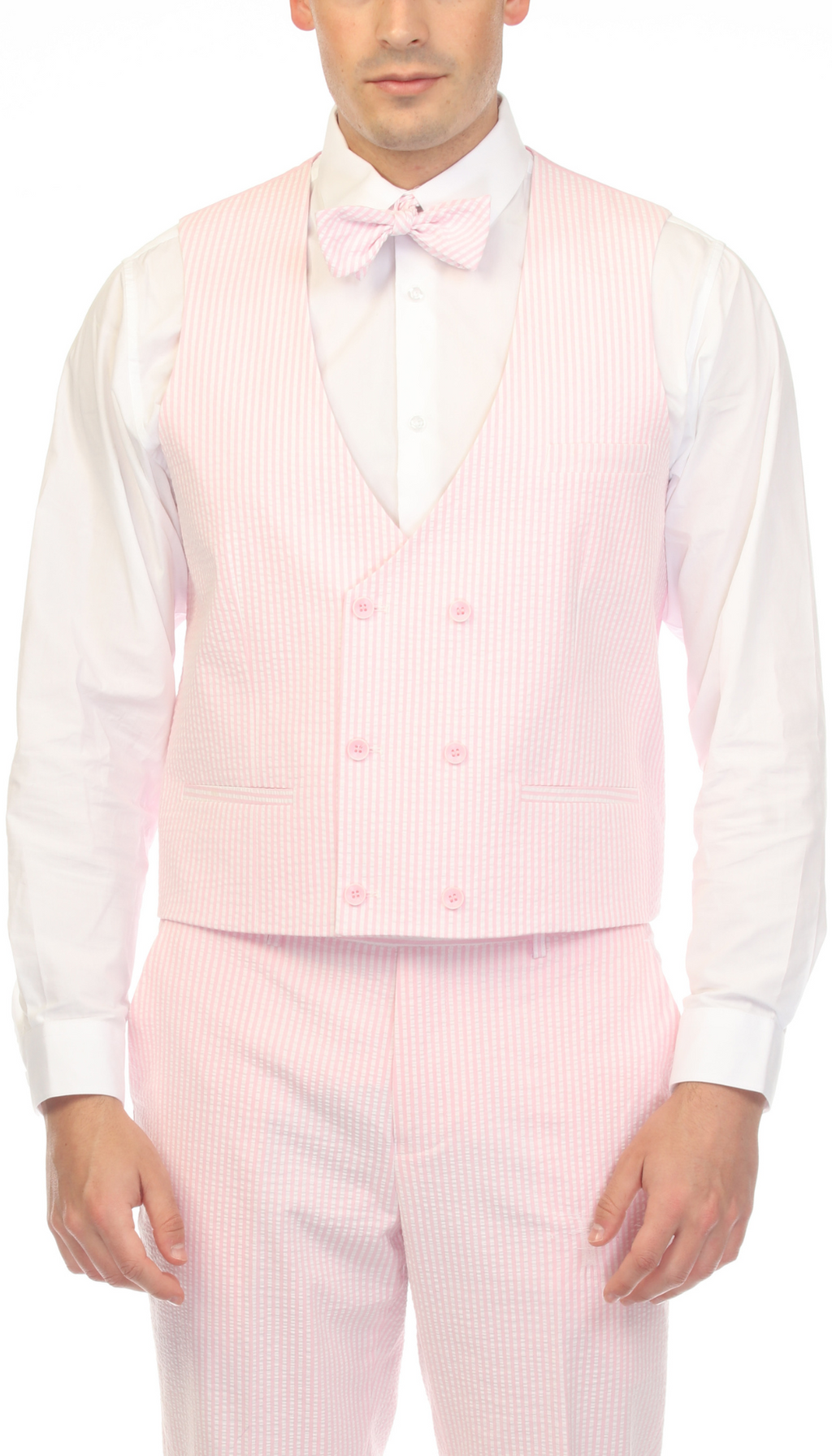 Men's Pink Double Breasted Seersucker Vest – Grant