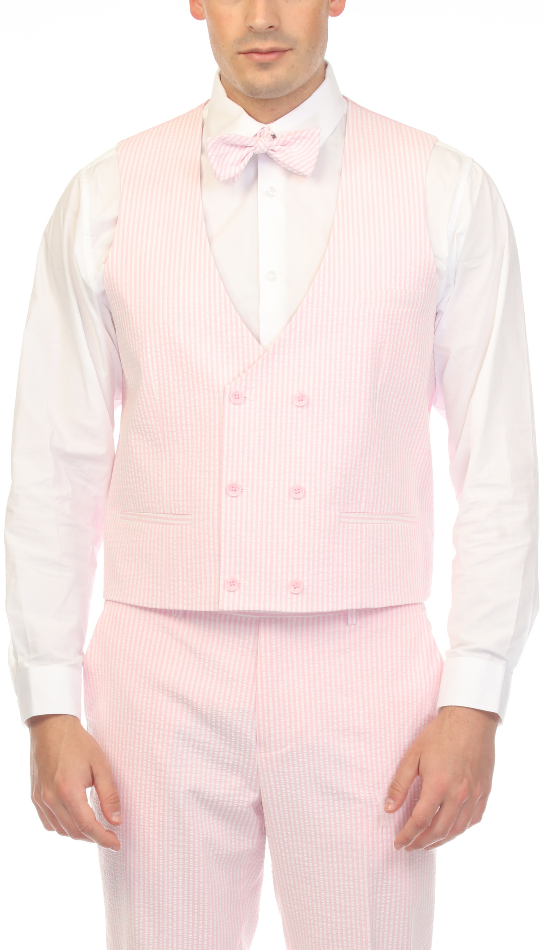 Men's Pink Double Breasted Seersucker Vest – Grant