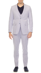 Men's Blue Seersucker Suit – Slim Fit 2-Button