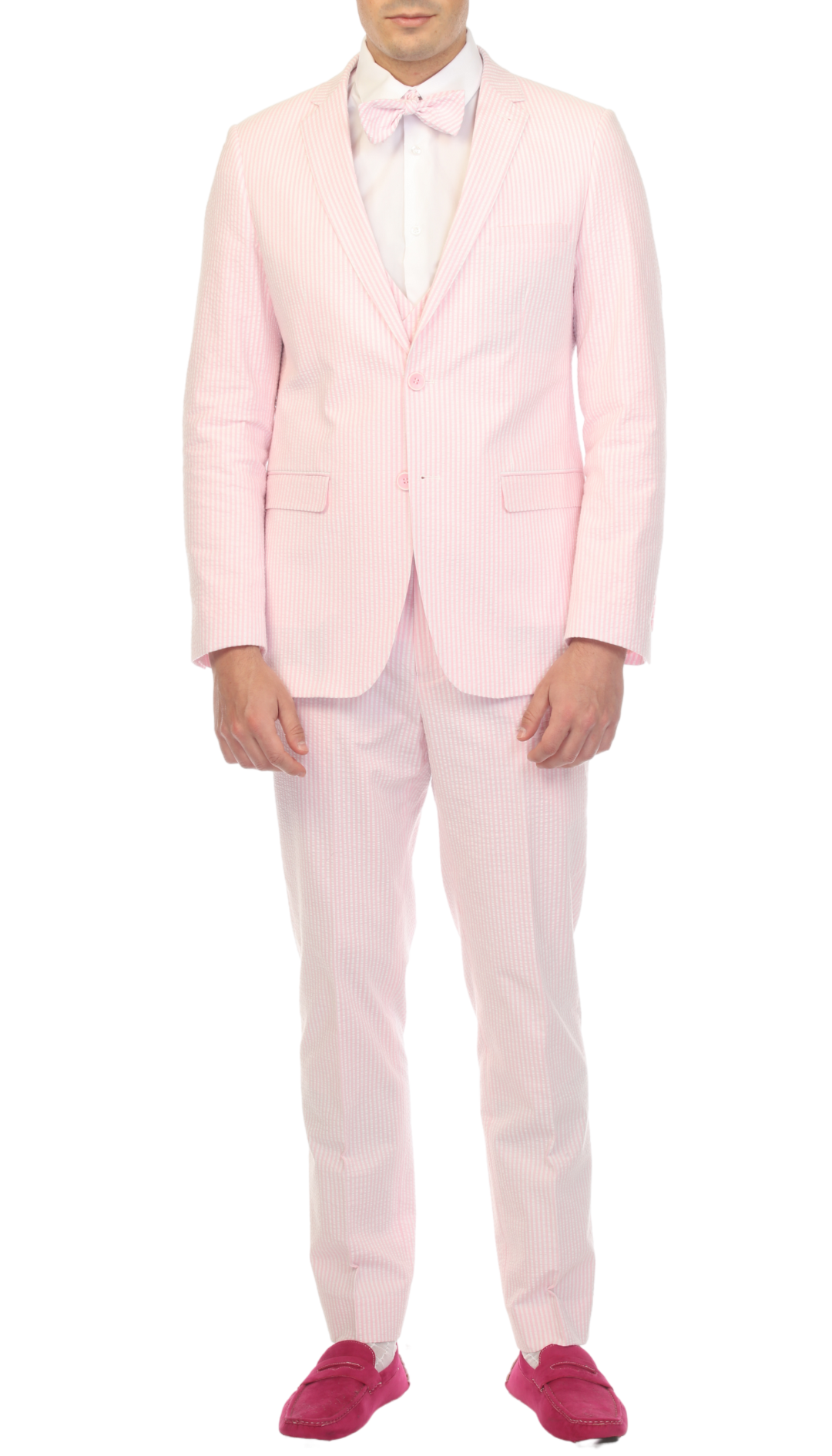 Men's Pink Seersucker Suit – Slim Fit 2-Button