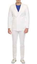 Men's White Double Breasted Seersucker Suit – Slim Fit