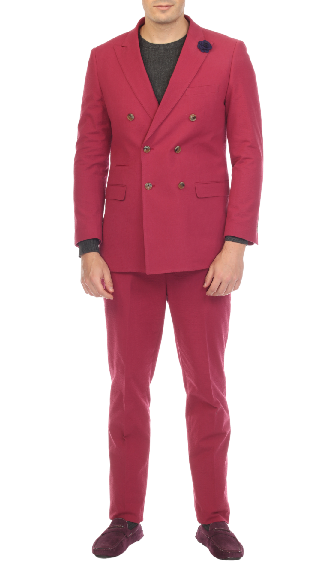 Men's Burgundy Double Breasted Seersucker Suit – Slim Fit