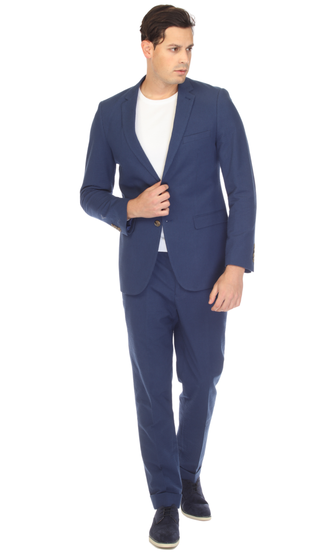 Men's Navy Seersucker Suit – Slim Fit 2-Button