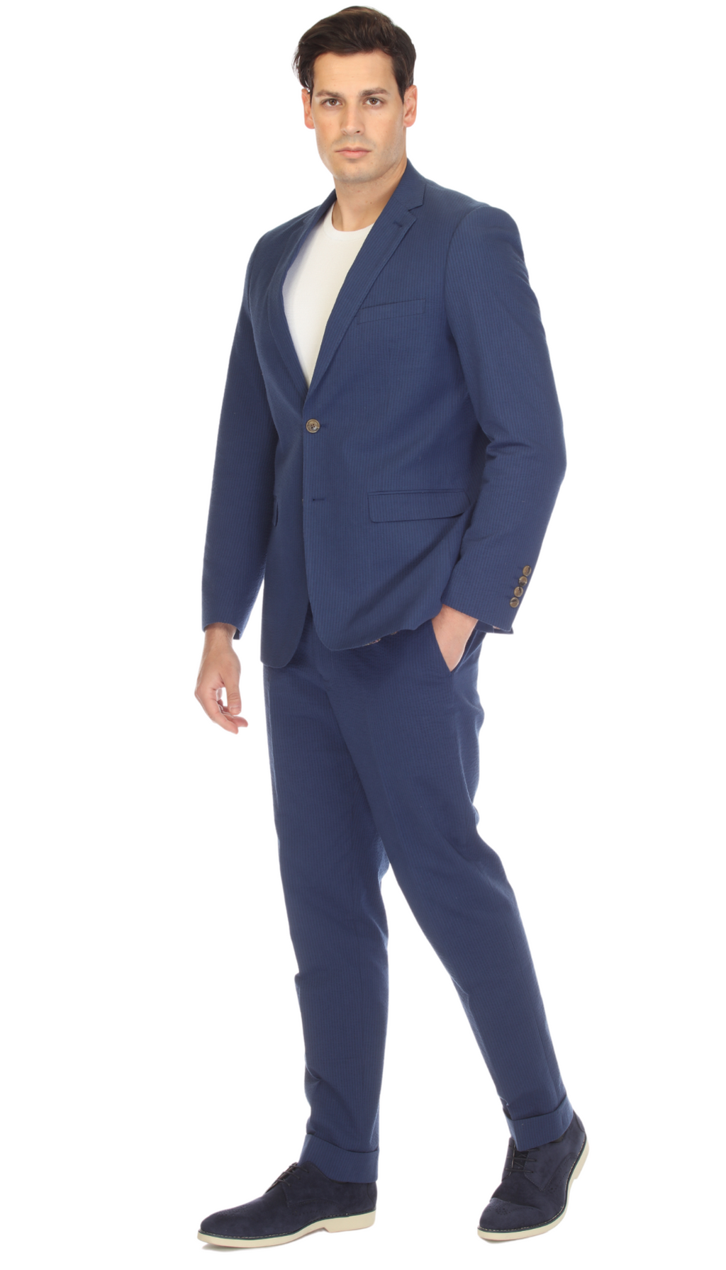 Men's Navy Seersucker Suit – Slim Fit 2-Button