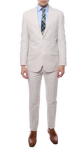 Men's Tan Seersucker Suit – Slim Fit 2-Button