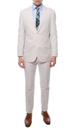 Men's Tan Seersucker Suit – Slim Fit 2-Button