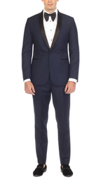 Men's Navy & Black Shawl Lapel Tuxedo – Slim Fit 2 Piece Suit | Ferrecci Reno