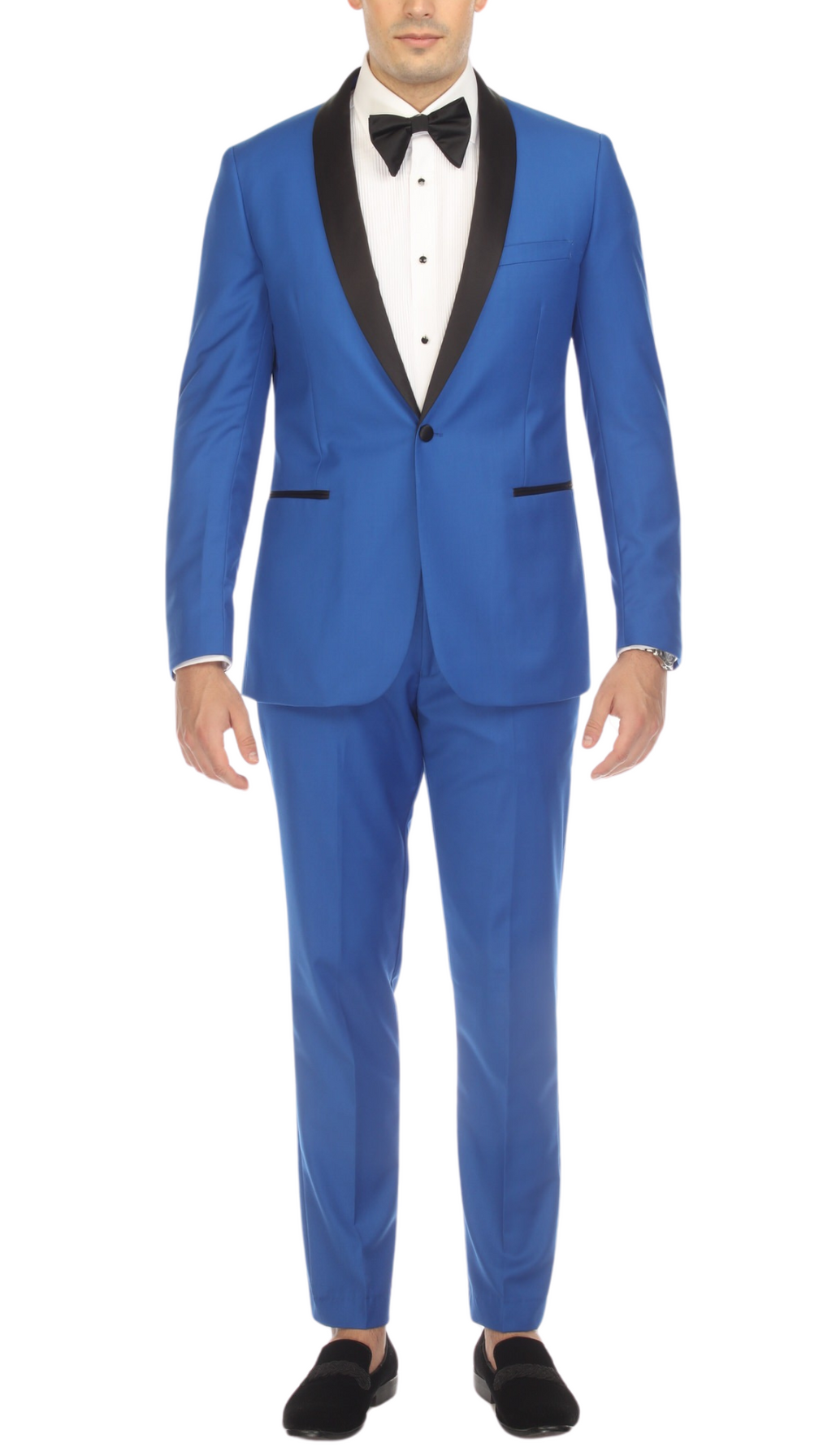 Men's Royal Blue Shawl Lapel Tuxedo – Slim Fit 2 Piece Suit | Ferrecci Reno