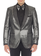 Men's Mojito Silver Shawl Collar Tuxedo 1 Button 2 Vent Slim Fit