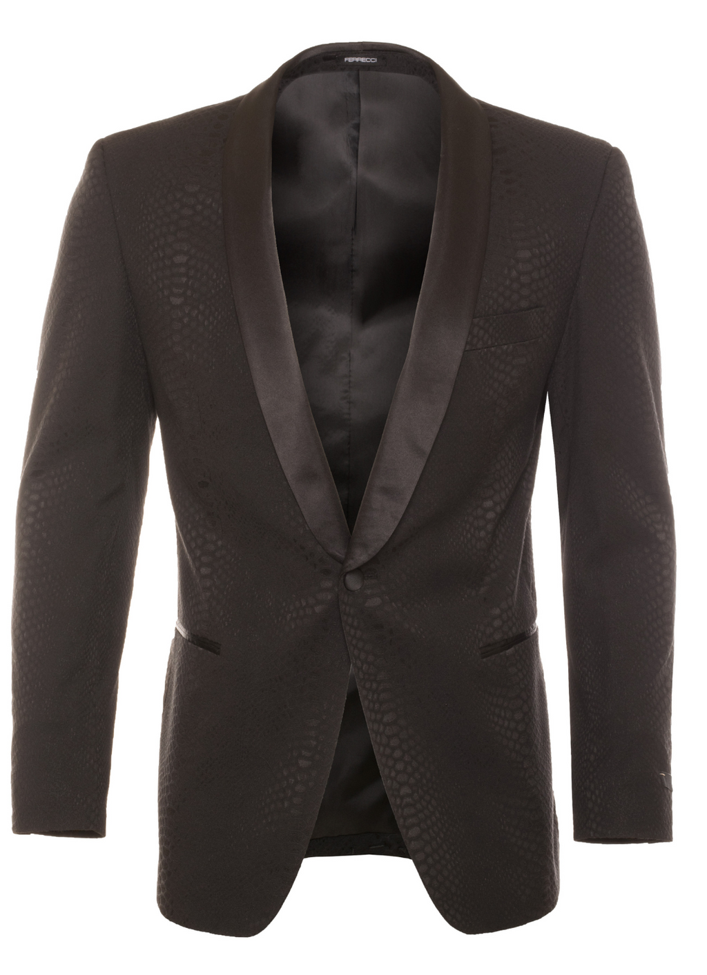 Ferrecci Ash All Black Snake Skin Tuxedo Blazer