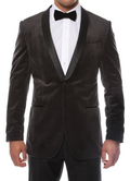 Ferrecci Men's Grey Velvet Tuxedo Jacket – Slim Fit Shawl Lapel Dinner Jacket