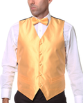 Men's Gold Textured Vest Set with Black Back – Bow Tie, Necktie & Pocket Square | Ferrecci PV450