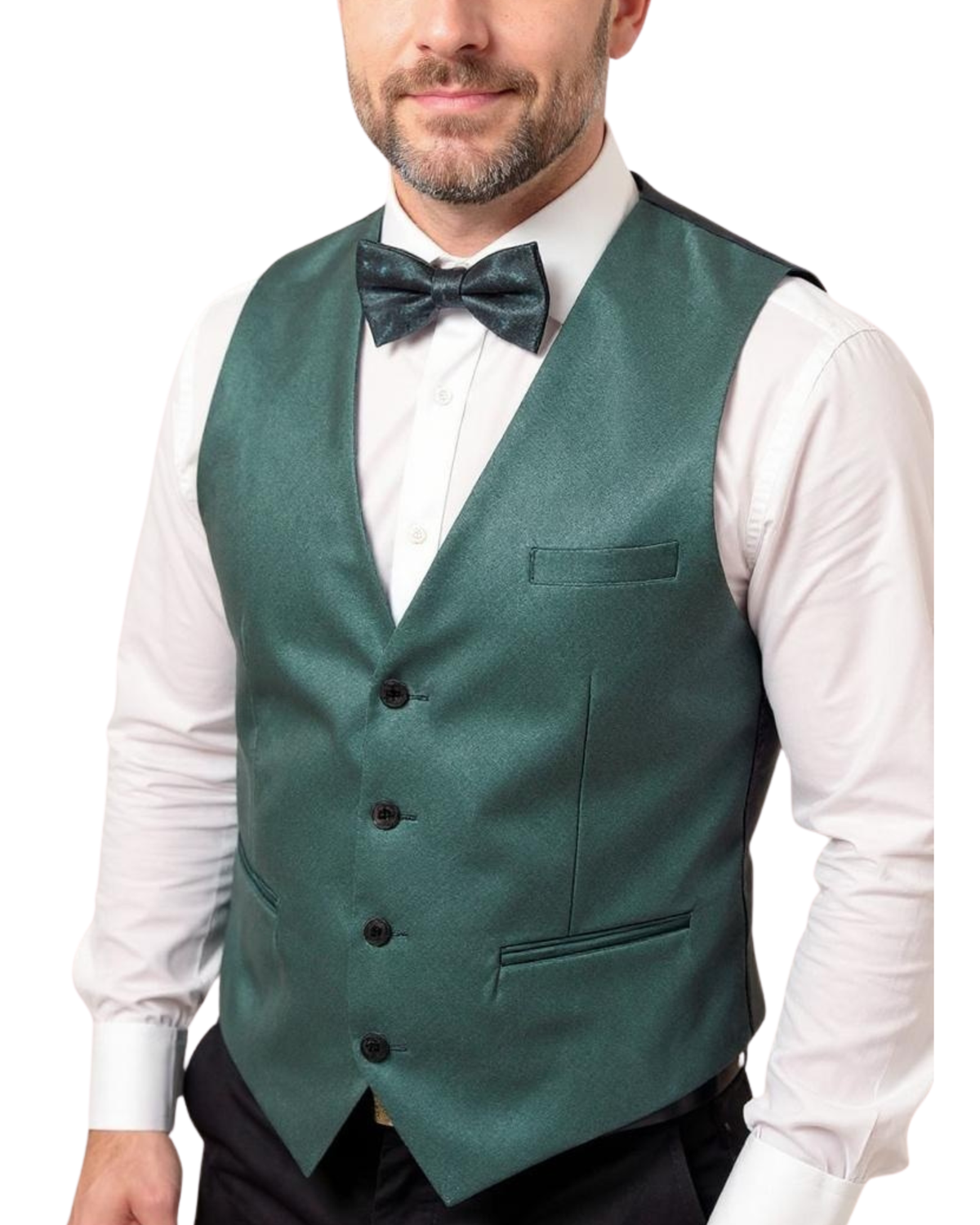 Ferrecci Mens PV450 - Hunter Green with Black Back Adjustable Textured Vest Set