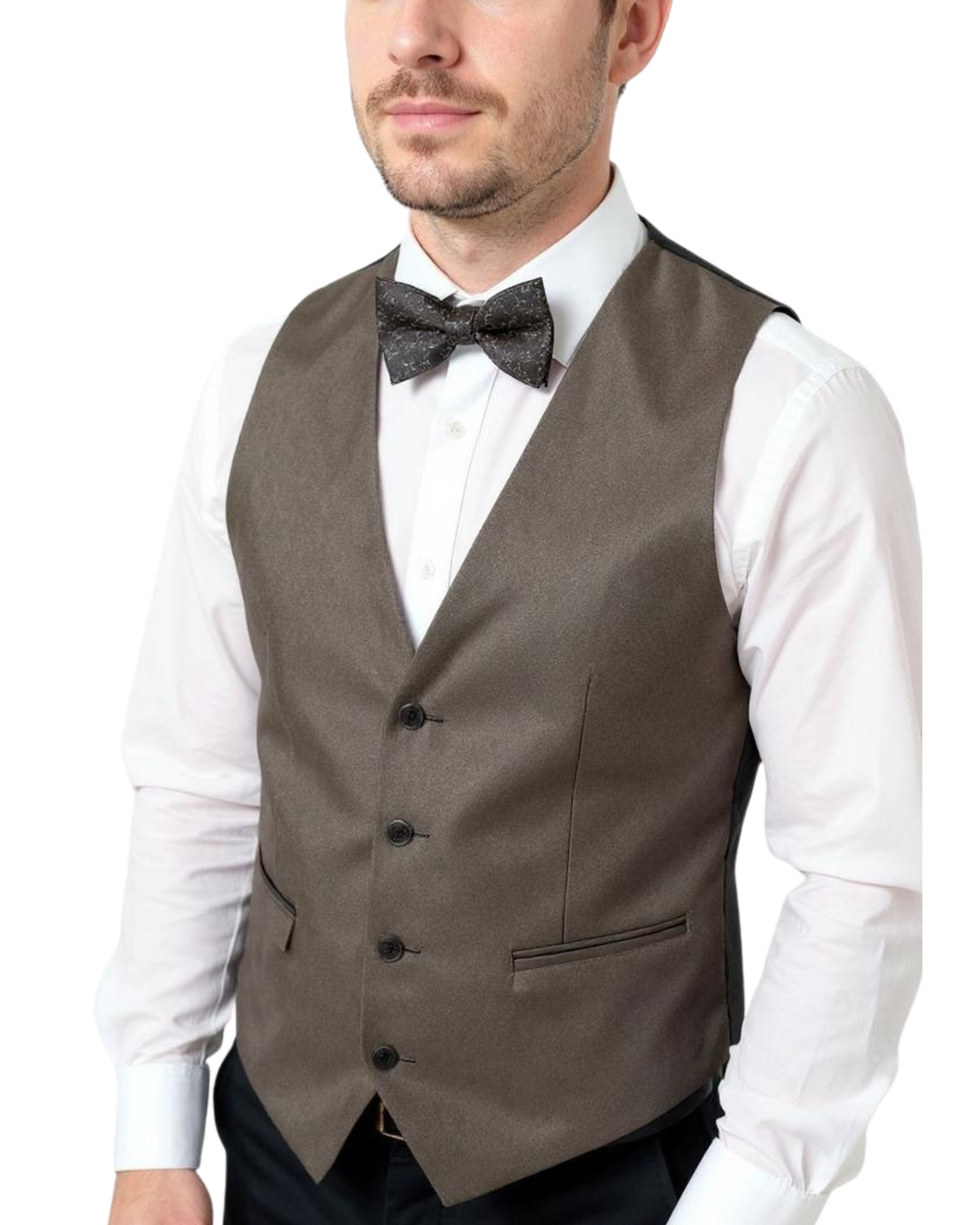 Ferrecci Mens PV450 - Brown with Black Back Adjustable Textured Vest Set