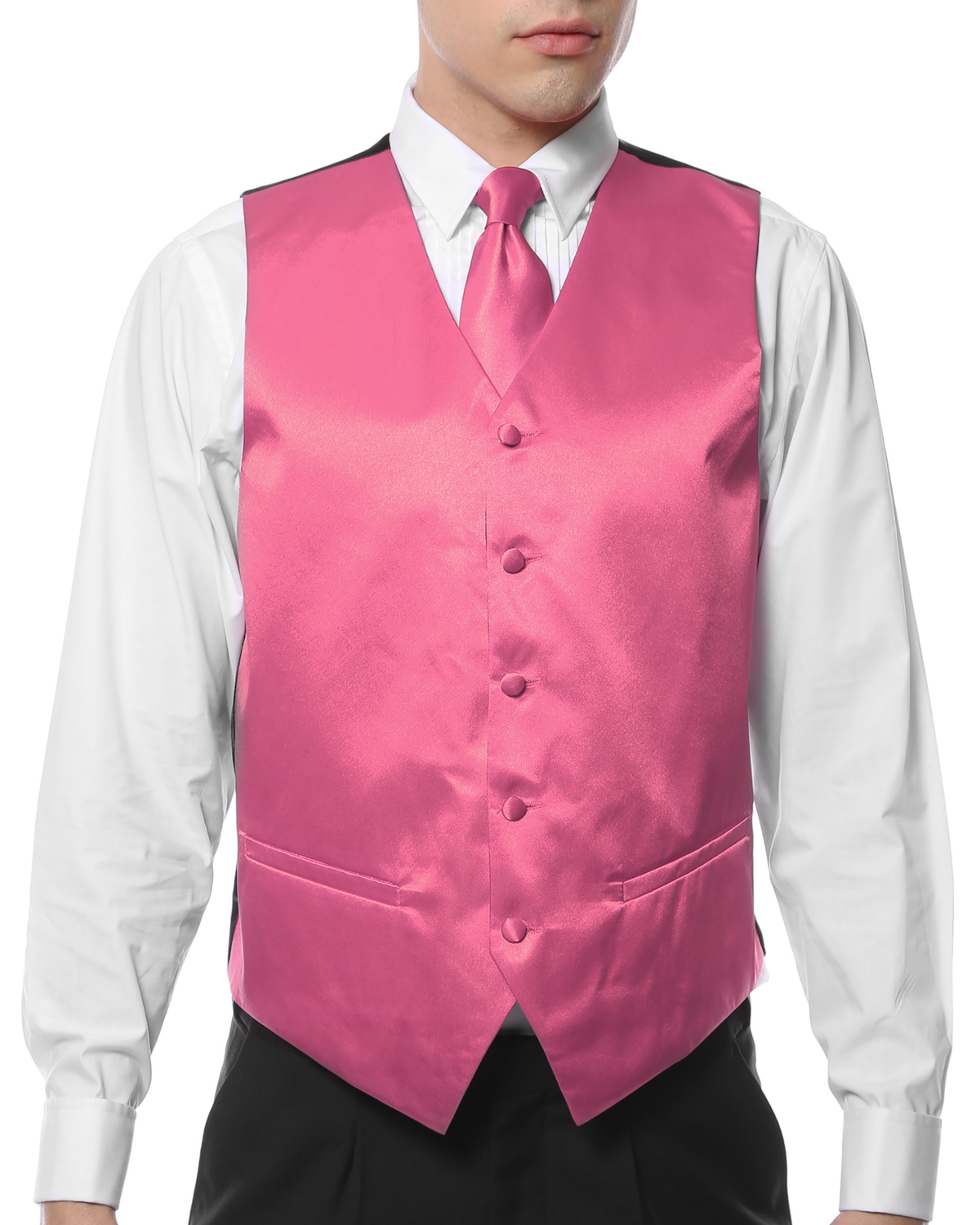 Ferrecci Mens PV600 - Fuchsia with Fuchsia Back Adjustable Vest Set