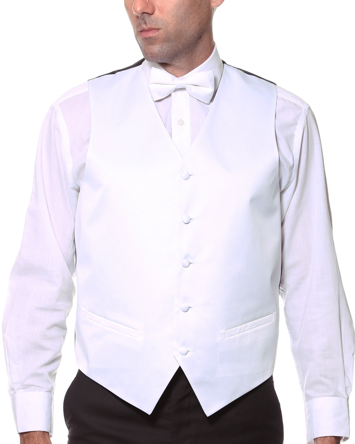 Ferrecci Mens PV600 - White with Black Back Adjustable Vest Set