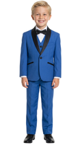 Boys Royal Blue Shawl Collar Tuxedo – 5-Piece Complete Outfit | Ferrecci Reno Jr