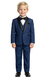 Boys Navy Shawl Collar Tuxedo – 5-Piece Complete Outfit | Ferrecci Reno Jr
