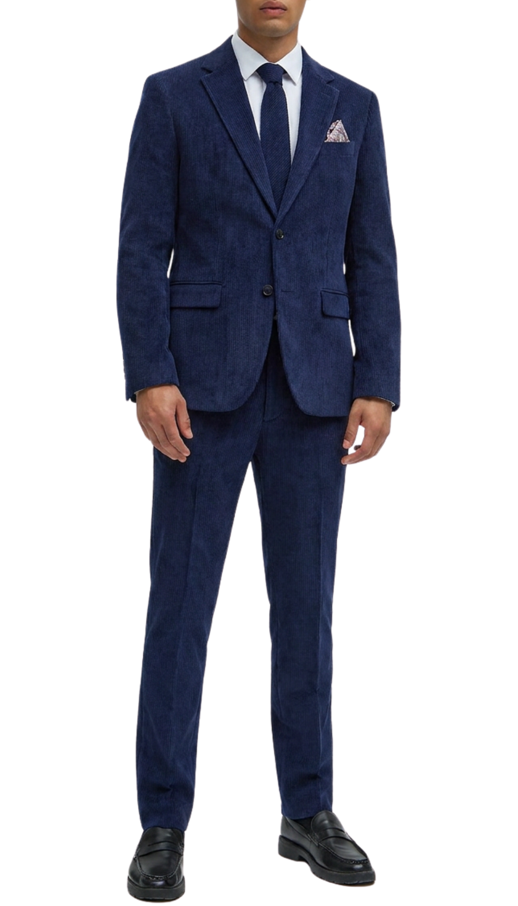 Ferrecci Men's Cordell Navy Cotton Corduroy Suit – 2 Piece Notch Lapel
