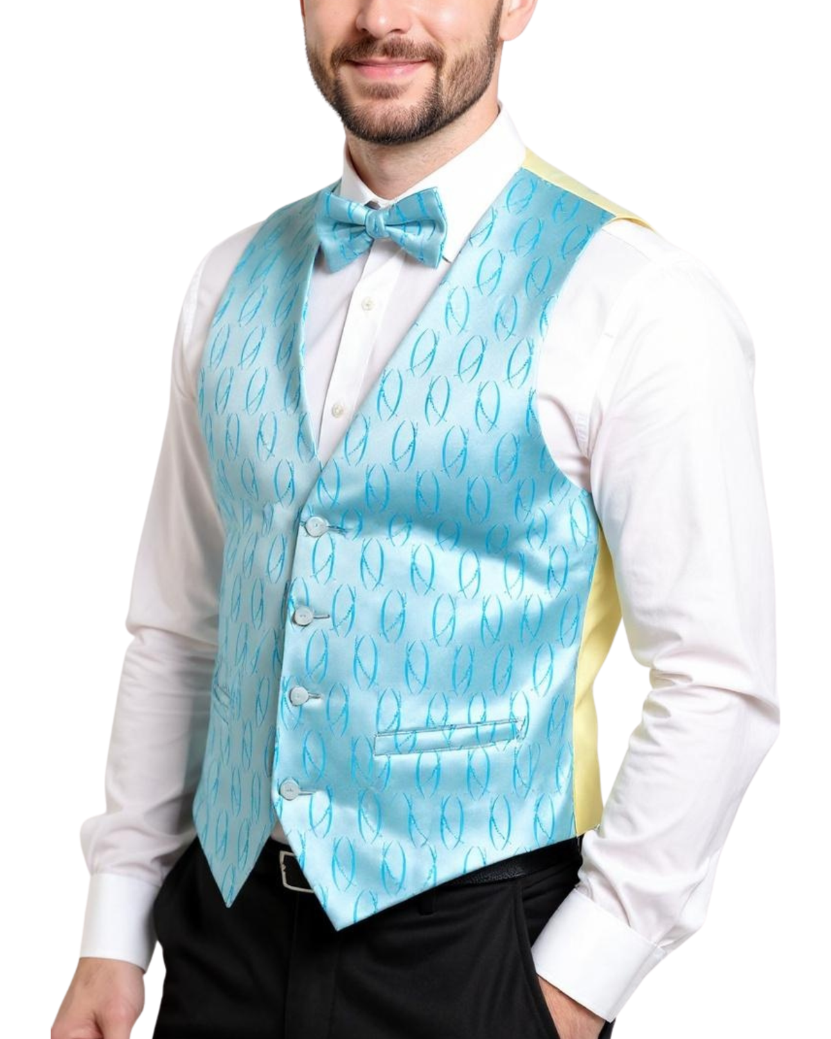 Ferrecci Mens PV100 - Turquoise with White Back Vest Set