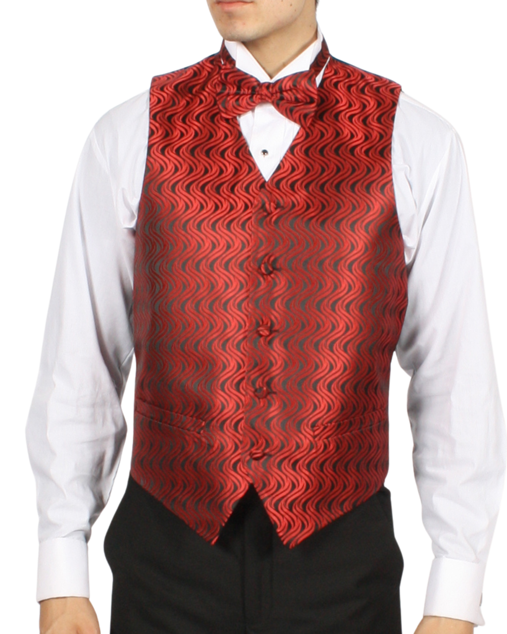 Ferrecci Mens PV150 - Red/Black with Black Back Adjustable Vest Set