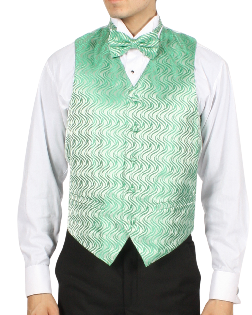 Ferrecci Mens PV150 - Emerald Green with Black Back Adjustable Vest Set
