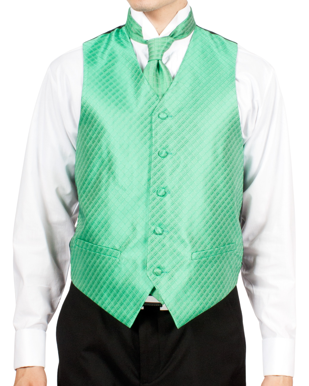 Ferrecci Mens PV300 - Emerald Green with Black Back Adjustable Diamond Vest Set