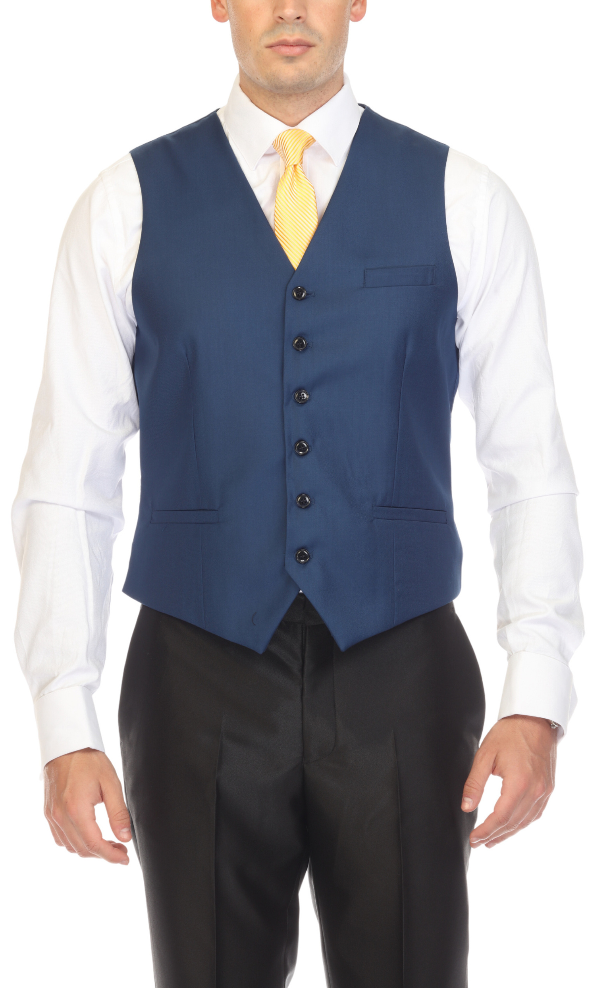Men's Indigo Vest - Solo Adjustable Suit Vest & Waistcoat for Wedding, Groomsmen & Prom, Sizes 36-52 | Ferrecci