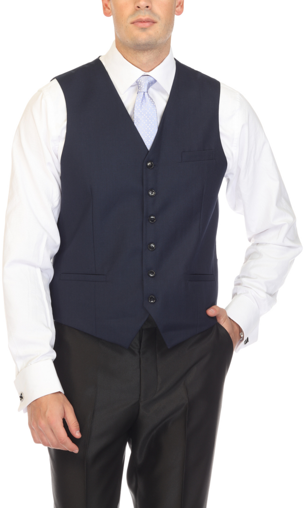 Men's Navy Vest - Solo Adjustable Suit Vest & Waistcoat for Wedding, Groomsmen & Prom, Sizes 36-52 | Ferrecci