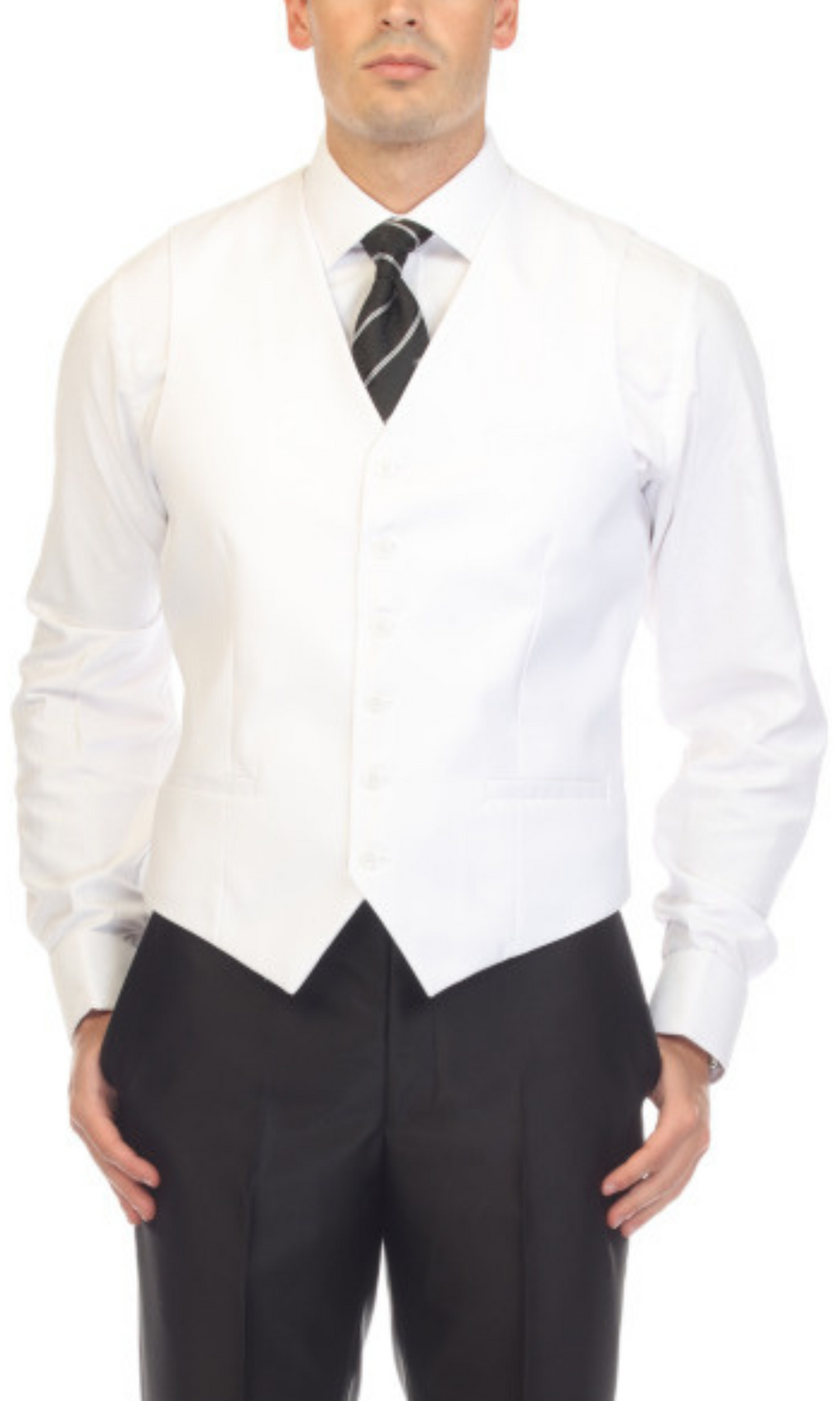 Men's White Vest - Solo Adjustable Suit Vest & Waistcoat for Wedding, Groomsmen & Prom, Sizes 36-52 | Ferrecci