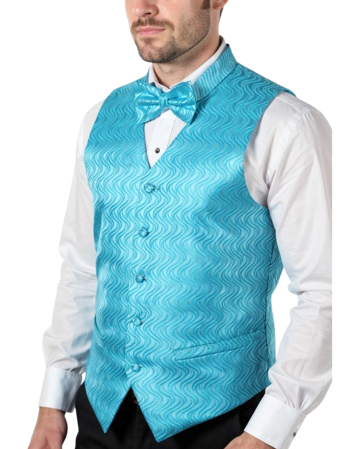 Ferrecci Mens PV150 - Turquoise with Turquoise Back Adjustable Vest Set