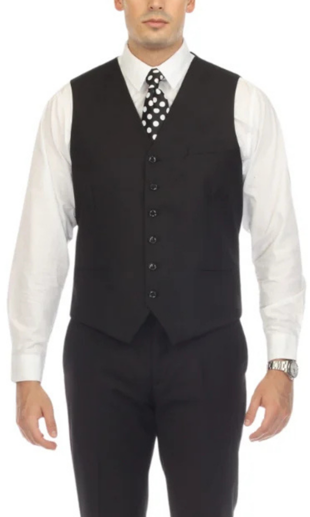 Men's Black Vest - Solo Adjustable Suit Vest & Waistcoat for Wedding, Groomsmen & Prom, Sizes 36-52 | Ferrecci