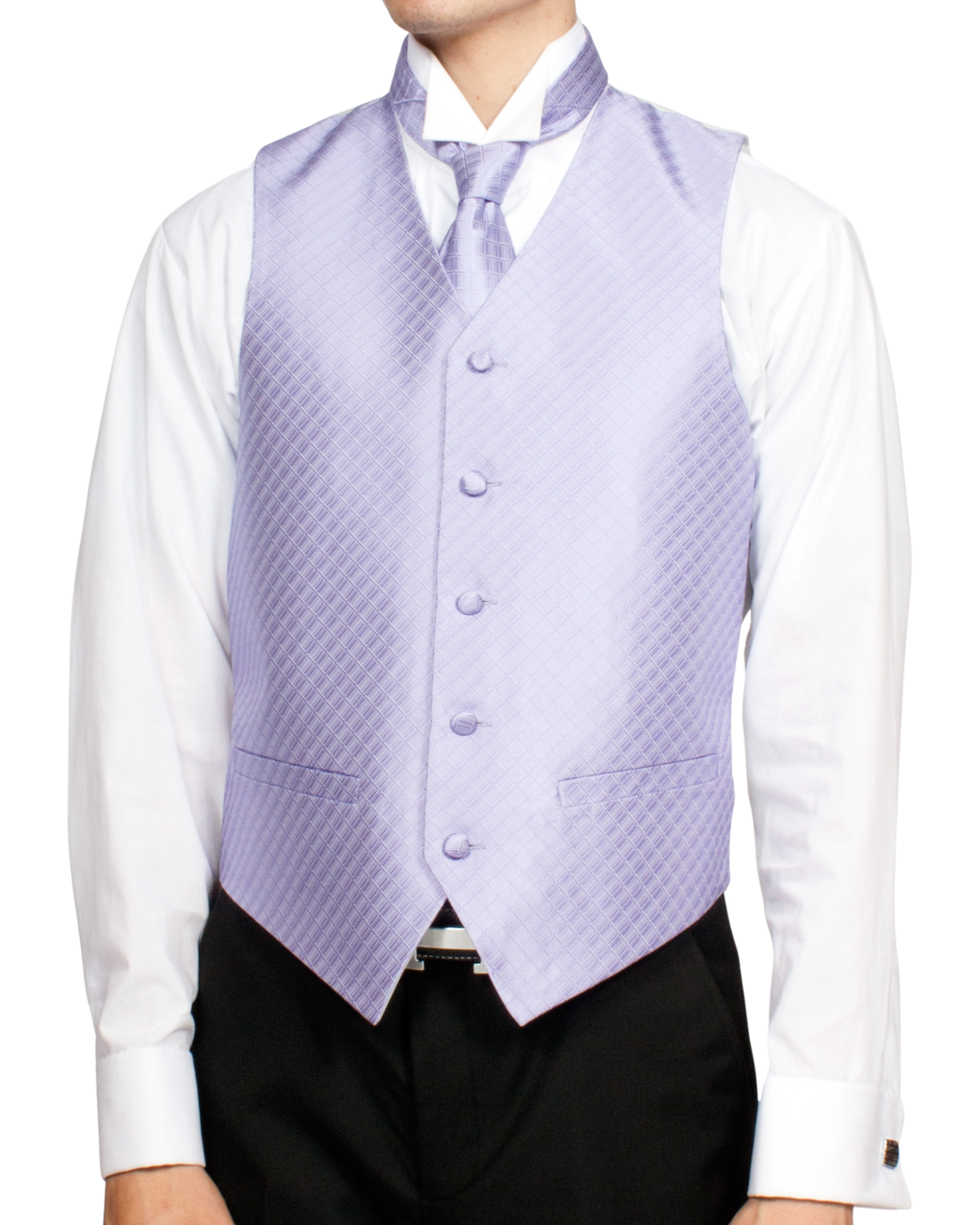 Ferrecci Mens PV300 - Lavender with White Back Adjustable Diamond Vest Set