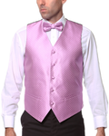 Ferrecci Mens PV300 - Dark Rose with Black Back Adjustable Diamond Vest Set