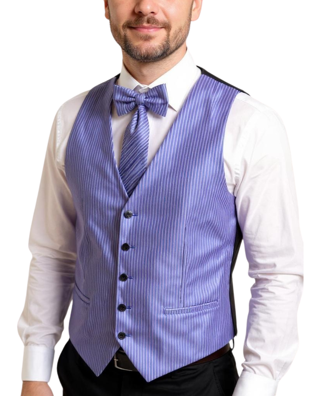 Ferrecci Mens PV400 - Lavender Striped with White Back Adjustable Vest Set