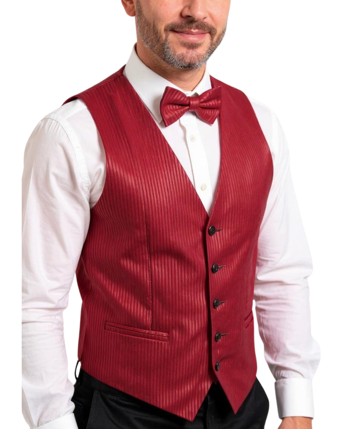 Ferrecci Mens PV400 - Red Striped with Red Back Adjustable Vest Set