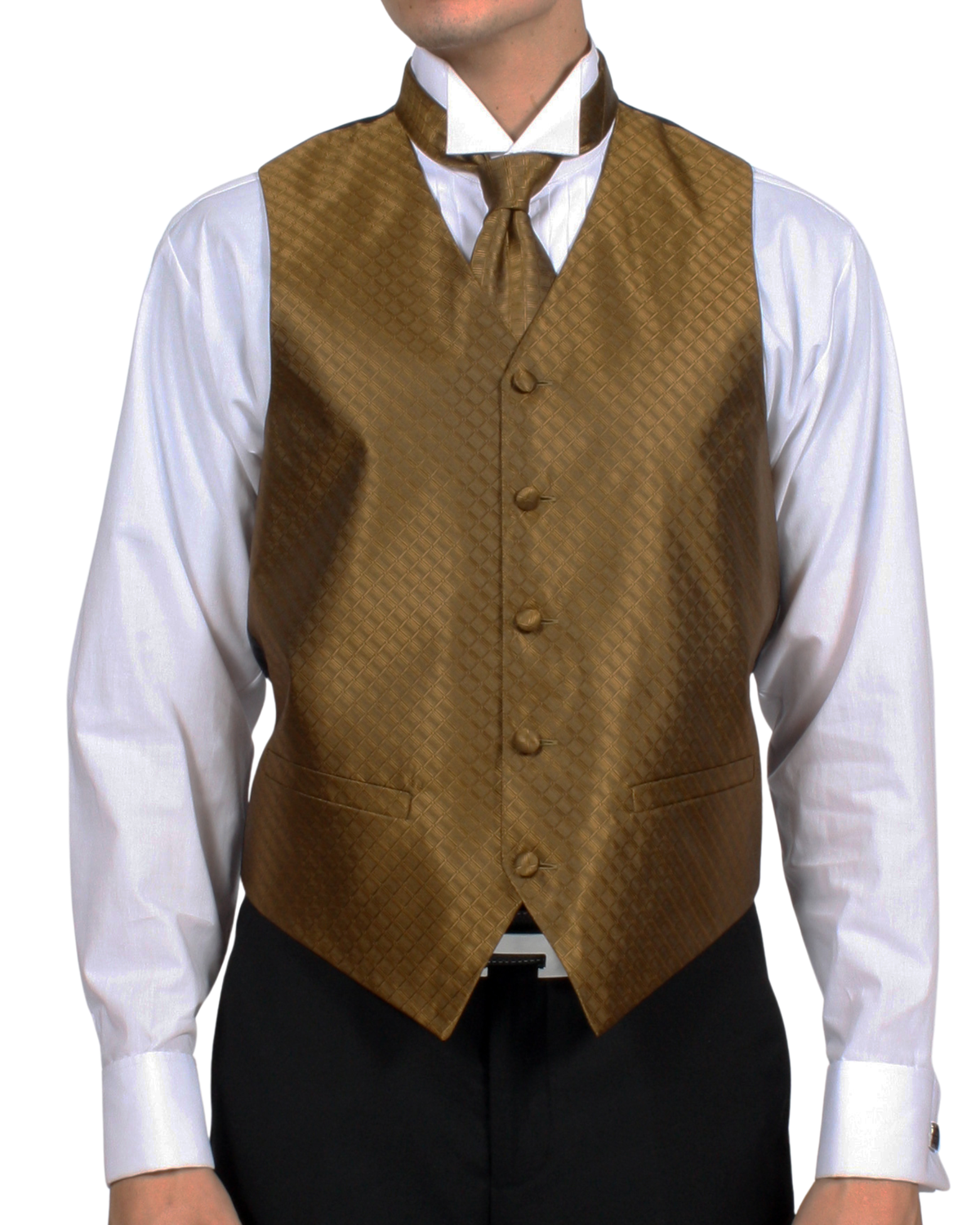 Ferrecci Mens PV300 - Mustard with Black Back Adjustable Diamond Vest Set