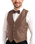 Ferrecci Mens PV400 - Brown Striped with White Back Adjustable Vest Set