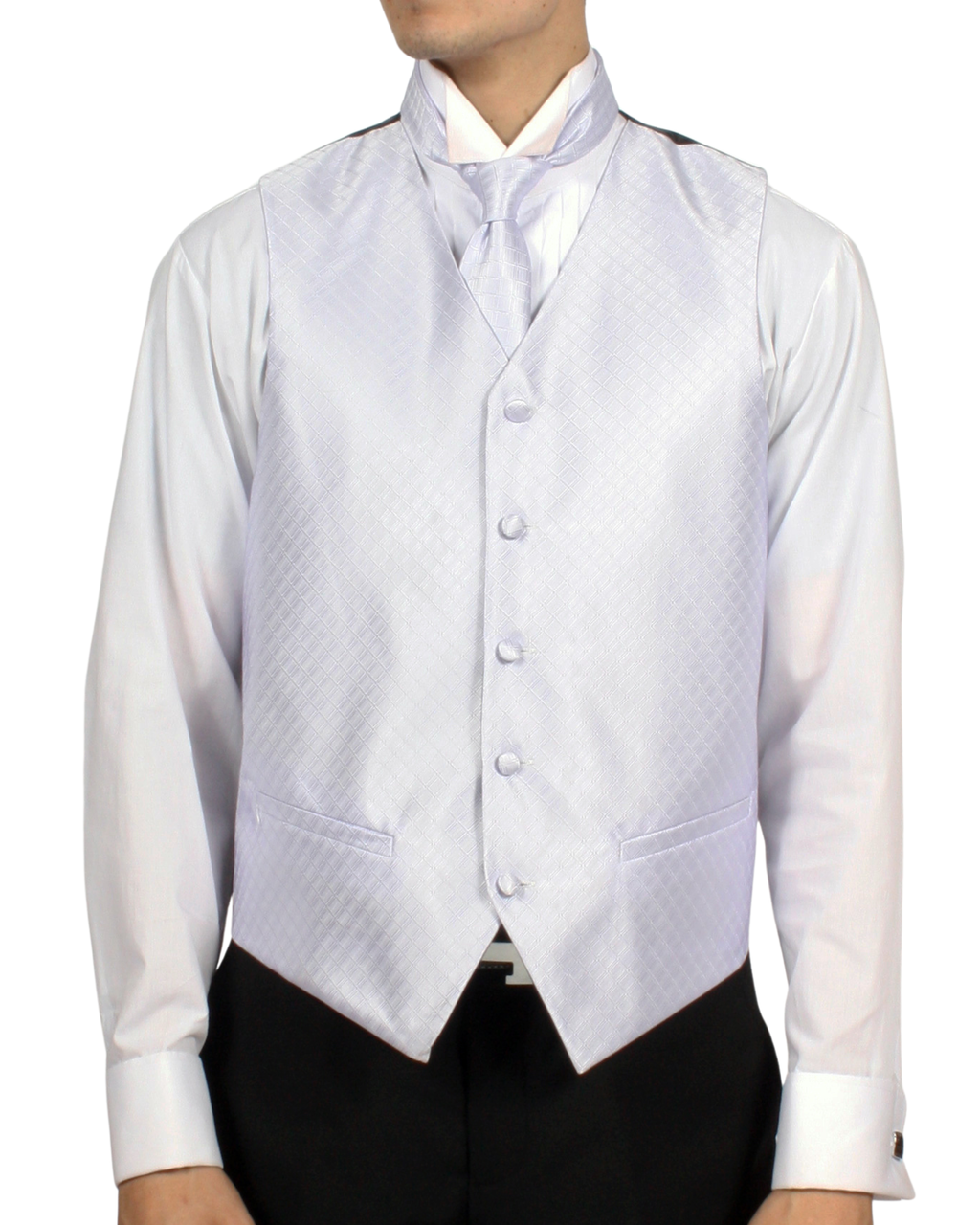 Ferrecci Mens PV300 - Platinum with Black Back Adjustable Diamond Vest Set